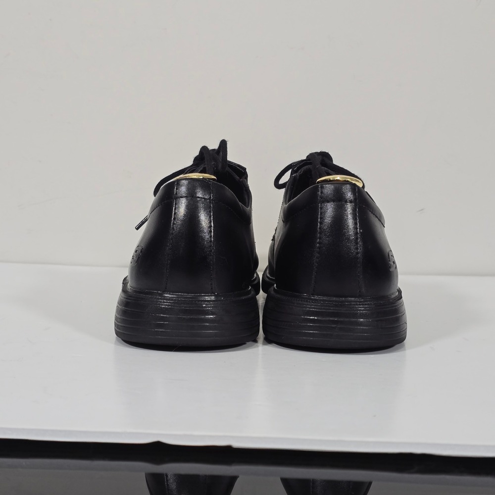 Skechers Leather Caswell Oxford Mens 10 Black Square Toe Memory Foam FLAWED - Picture 3 of 9
